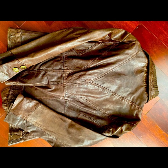 Guess Brown Leather Jacket - Picture 2 of 7